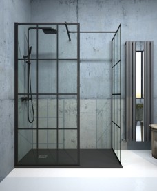 Aspect Black Trellis 1100mm Wetroom Panel