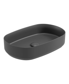 Avanti Oval 55cm Vessel Basin with Ceramic Click Clack Waste - Charcoal Grey