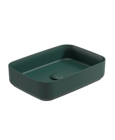 Avanti Rectangle 50cm Vessel Basin with Ceramic Click Clack Waste - Forest Green