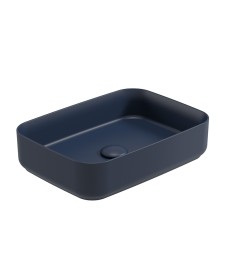 AVANTI Rectangle 50cm Vessel Basin with Ceramic Click Clack Waste - Parisian Blue