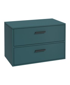 FINLAND 80cm Unit with Counter Top Black Handle Matt Ocean Blue