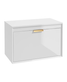 Fjord 80cm Unit with Counter Top Gold Handle Gloss White