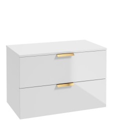 STOCKHOLM 80cm Unit with Counter Top Gold Handle Gloss White
