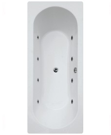 CLOVER 1800x800mm Double Ended 8 White Jet Whirlpool Bath
