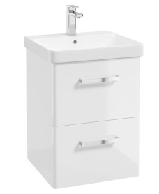 KORA  50cm WH 2 Drawer Vanity Unit Gloss White-Chrome Handle