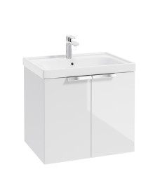 STOCKHOLM 60cm Two Door Wall Hung Gloss White Vanity Unit - Brushed Chrome Handles