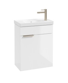 STOCKHOLM Wall Hung 50cm Cloakroom Vanity Unit Gloss White - Brushed Nickel Handle