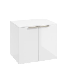 STOCKHOLM Wall Hung 60cm Two Door Countertop Vanity Unit Gloss White- Brushed Nickel Handle