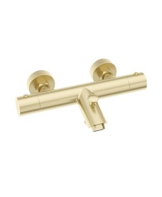 FORM Thermostatic Bath Shower Mixer & Fast Fix Kit Brushed Gold