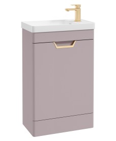 FREYA 55cm 1 Door Cloakroom Floor Standing Vanity Unit Matt Cashmere Pink-Gold Handle